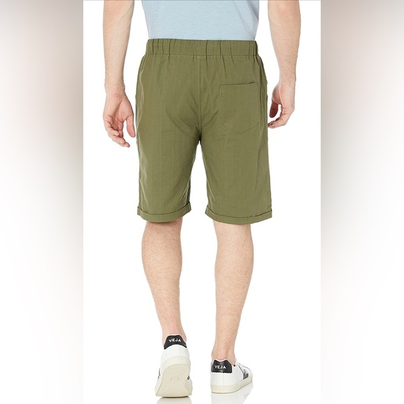 Men's Boho Linen Shorts Casual Classic Fit Short Leisure Vacation Army Green NEW - Picture 3 of 11